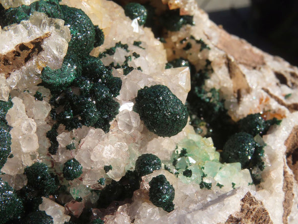 Natural Rare Ball Malachite On Drusi Quartz & Dolomite Matrix  x 1 From Kambove, Congo - Toprock Gemstones and Minerals 