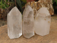 Polished Clear Quartz Crystal Points x 3 From Madagascar - TopRock