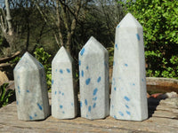 Polished Blue Spotted Spinel Quartz Points  x 4 From Madagascar - Toprock Gemstones and Minerals 