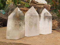 Polished Clear Quartz Crystal Points x 3 From Madagascar - TopRock