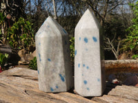 Polished Blue Spotted Spinel Quartz Points  x 4 From Madagascar - Toprock Gemstones and Minerals 