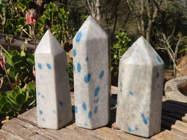 Polished Blue Spotted Spinel Quartz Points  x 4 From Madagascar - Toprock Gemstones and Minerals 