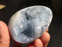 Polished Blue Celestite Egg Geodes  x 4 From Sakoany, Madagascar