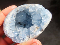 Polished Blue Celestite Egg Geodes  x 4 From Sakoany, Madagascar