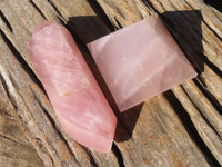 Polished Double Terminated Rose Quartz Point & Pyramid x 2 From Antsirabe, Madagascar