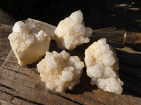 Natural White Phantom Candle Quartz Clusters x 4 From Madagascar