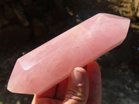 Polished Double Terminated Rose Quartz Point & Pyramid x 2 From Antsirabe, Madagascar