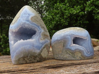 Polished Blue Lace Agate Standing Free Forms  x 2 From Nsanje, Malawi - Toprock Gemstones and Minerals 