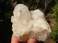 Natural White Phantom Candle Quartz Clusters x 4 From Madagascar