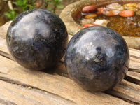 Polished Rare Iolite / Water Sapphire Spheres  x 4 From Northern Cape, South Africa - Toprock Gemstones and Minerals 