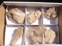 Natural Cascading White Phantom Smokey Quartz Clusters  x 6 From Luena, Congo - Toprock Gemstones and Minerals 