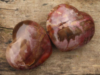 Polished Petrified Red Podocarpus Wood Hearts  x 2 From Mahajanga, Madagascar - Toprock Gemstones and Minerals 