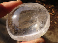 Polished Clear Rock Crystal Galet / Palm Stones & One Optic Quartz Heart x 12 From Madagascar