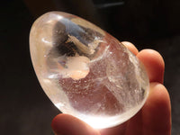 Polished Clear Rock Crystal Galet / Palm Stones & One Optic Quartz Heart x 12 From Madagascar