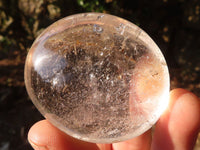 Polished Clear Rock Crystal Galet / Palm Stones & One Optic Quartz Heart x 12 From Madagascar