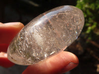 Polished Clear Rock Crystal Galet / Palm Stones & One Optic Quartz Heart x 12 From Madagascar