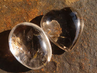 Polished Clear Rock Crystal Galet / Palm Stones & One Optic Quartz Heart x 12 From Madagascar