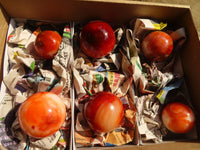 Polished Carnelian Agate Spheres  x 6 From Madagascar