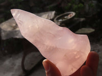 Polished Pink Rose Quartz Flame Sculptures x 6 From Madagascar