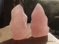 Polished Pink Rose Quartz Flame Sculptures x 6 From Madagascar