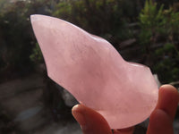 Polished Pink Rose Quartz Flame Sculptures x 6 From Madagascar