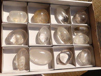 Polished Clear Rock Crystal Galet / Palm Stones x 13 From Madagascar