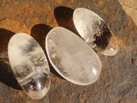 Polished Clear Rock Crystal Galet / Palm Stones x 13 From Madagascar