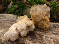 Natural Cascading White Phantom Smokey Quartz Clusters  x 2 From Luena, Congo - Toprock Gemstones and Minerals 