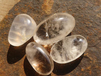 Polished Clear Rock Crystal Galet / Palm Stones x 13 From Madagascar