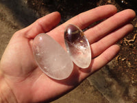 Polished Clear Rock Crystal Galet / Palm Stones x 13 From Madagascar