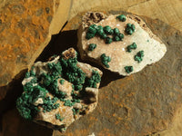 Natural Rare Ball Malachite On Drusy Quartz & Dolomite Matrix  x 2 From Kambove, Congo