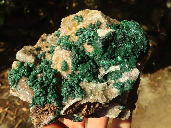 Natural Rare Ball Malachite On Drusy Quartz & Dolomite Matrix  x 2 From Kambove, Congo