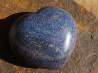 Polished  Blue Lazulite Gemstone Hearts  x 6 From Madagascar