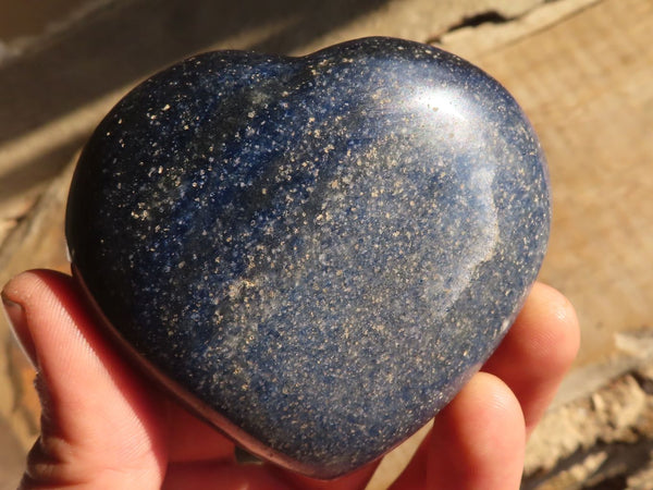 Polished  Blue Lazulite Gemstone Hearts  x 6 From Madagascar