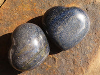 Polished  Blue Lazulite Gemstone Hearts  x 6 From Madagascar