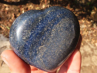 Polished  Blue Lazulite Gemstone Hearts  x 6 From Madagascar