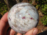 Polished Rubellite Pink Tourmaline Matrix Spheres x 2 From Madagascar