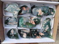 Polished One Side Polished Emerald Mtorolite Plates  x 12 From Zimbabwe