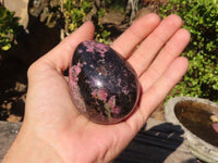 Polished Pink & Black Rhodonite Eggs x 6 From Madagascar