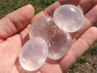 Polished Optic to Semi Optic Girasol Pearl Quartz Gallets  x 12 From Madagascar - TopRock