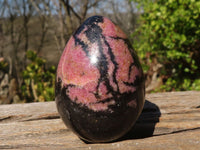 Polished Pink & Black Rhodonite Eggs x 6 From Madagascar