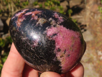 Polished Pink & Black Rhodonite Eggs x 6 From Madagascar