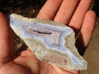 Polished One Side Blue Lace Agate Specimens x 6 From Nsanje, Malawi