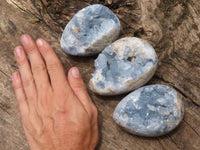 Polished Crystal Centred Blue Celestite Eggs  x 3 From Sakoany, Madagascar - TopRock