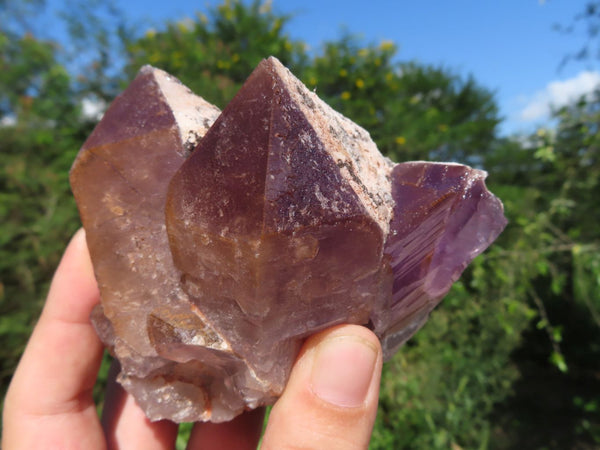 Natural Tangerine Amethyst Crystal Clusters x 3 From Mumbwa, Zambia - TopRock