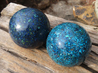 Polished Conglomerate Chrysocolla Spheres  x 2 From Congo