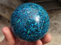 Polished Conglomerate Chrysocolla Spheres  x 2 From Congo