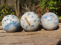 Polished Blue Spotted Spinel Quartz Spheres x 3 From Madagascar