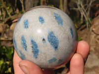 Polished Blue Spotted Spinel Quartz Spheres x 3 From Madagascar