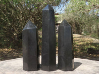 Polished Black Basalt Points  x 3 From Madagascar - TopRock